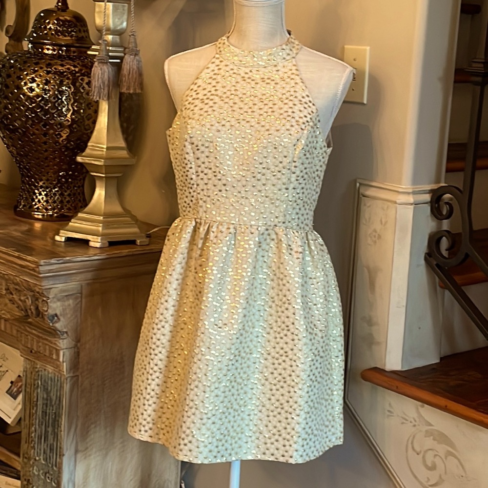 Cream and gold party or date night dress!